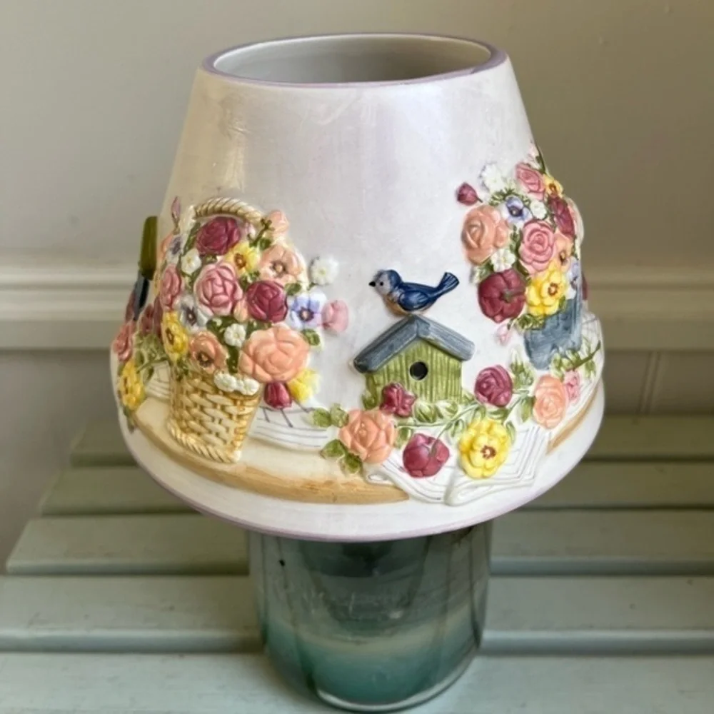 Spring Blossom Gardener’s Large Candle Shade by Laurie Korsgaden Watercolors NWT